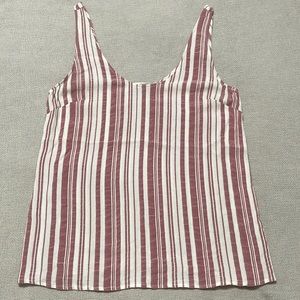 Red and white striped sleeveless blouse